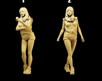 High-Detail Girl with Drink Figures 1/35 1/43 1/64 - Unpainted Resin Miniatures
