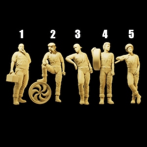 Unpainted Scale Figure 1/35 1/43 1/64 Car Mechanic Team Repair Workers - 3D Printer Resin - Ideal for Dioramas/Collectibles - 1:64 Scales