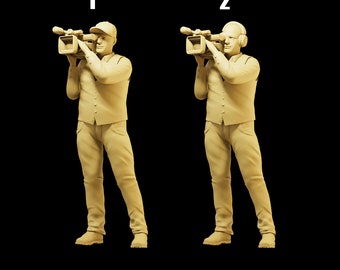 Unbemalte Skala-Figur 1/43 1/64 Kameramann-Rennen Harz - Ideal für Dioramen/Sammlerstücke - Maßstab 1:64