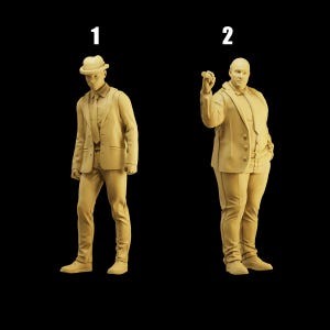 Unpainted Scale Figure 1/35 1/43 1/64 Vintage Suit Man - 3D Printer Resin - Ideal for Dioramas/Collectibles - 1:64 Scales
