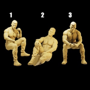 Unpainted Scale Figure 1/35 1/43 1/64 Muscular Stylish Hunk Resin - Ideal for Dioramas/Collectibles - 1:64 Scales
