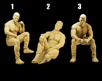 Unpainted Scale Figure 1/35 1/43 1/64 Muscular Stylish Hunk Resin - Ideal for Dioramas/Collectibles - 1:64 Scales