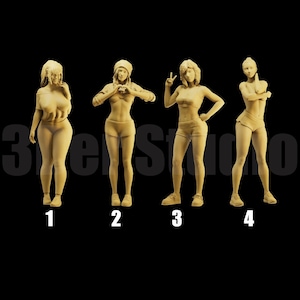 Unpainted Scale Figure 1/35 1/43 1/64 Fitness Outfit Girl - 3D Printer Resin - Ideal for Dioramas/Collectibles - 1:64 Scales