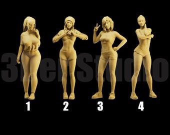 High-Detail Fitness Girl Figures 1/35 1/43 1/64 - Unpainted Resin Miniatures, Choose One