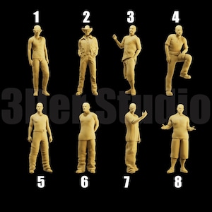 Unpainted Scale Figure 1/35 1/43 1/64 Bald Gangster Man - 3D Printer Resin - Ideal for Dioramas/Collectibles - 1:64 Scales