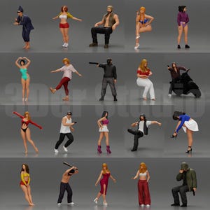 Unpainted Scale Figures 1/64 1/43 1/35 - Various Poses and Characters for July - 3D Printed Resin Models - Contact for Resize or Painting