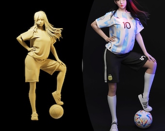 Unbemalte Miniaturfigur 1/43 1/64 Fussball Babe, Fussball Girl Harz - Ideal für Dioramen/Sammlerstücke - 1:64