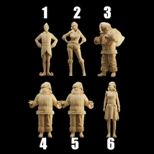 Figura sin pintar a escala 1/35, 1/43 y 1/64 de Papá Noel y doncella festiva - Resina para impresora 3D - Ideal para dioramas/coleccionables - Escalas 1:64