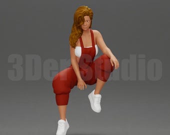 Figura de bailarina callejera femenina de alta calidad a escalas 1/35, 1/43 y 1/64, miniatura de resina sin pintar en pose dinámica para diorama urbano.