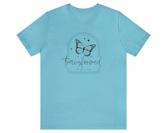 Transformé par Dieu - T-shirt chrétien bohème, chemise papillon, chemise chrétienne, amour de Dieu, vêtements chrétiens