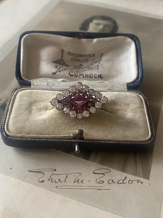 Victorian Ruby & White Crystal Paste Rhinestone L… - image 7