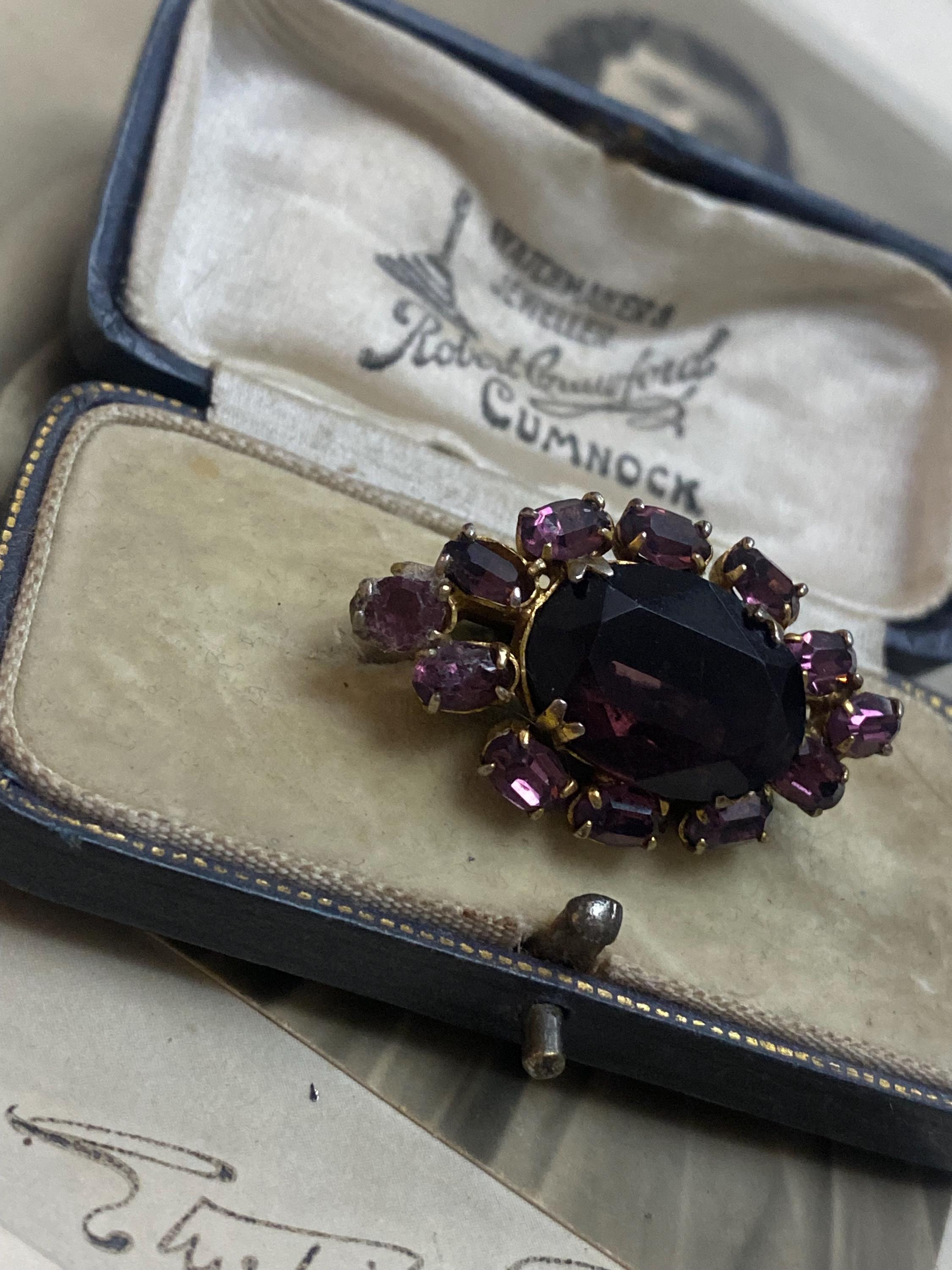 Broche en argent sterling avec pierre centrale en améthyste