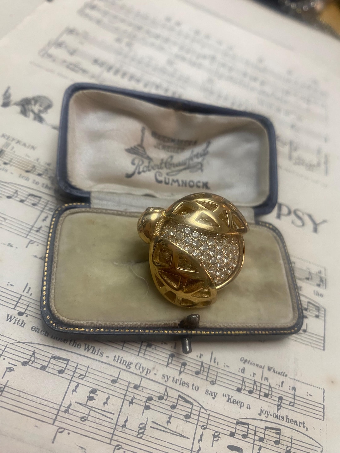 Vintage CHRISTIAN DIOR Brooch Ladybird Bug Beetle, Gold Plated