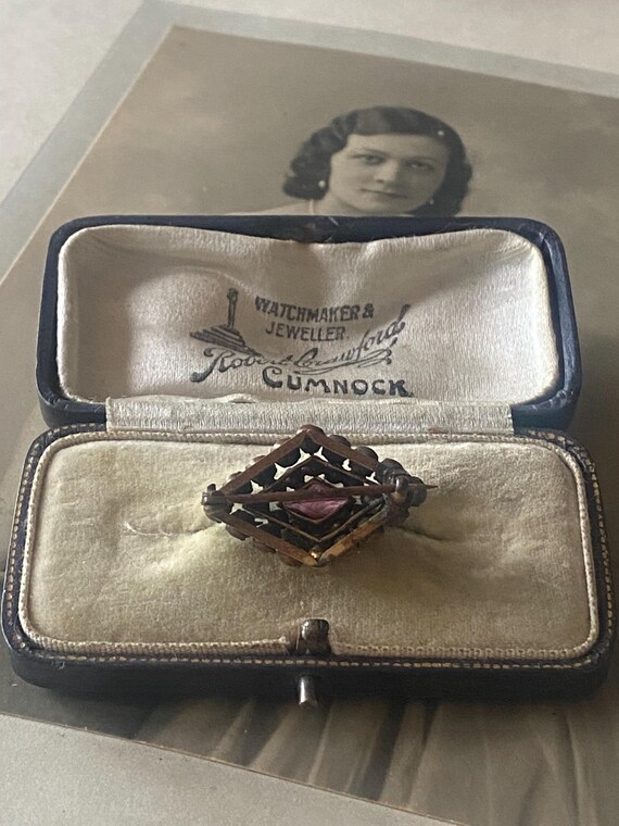 Victorian Ruby & White Crystal Paste Rhinestone L… - image 5