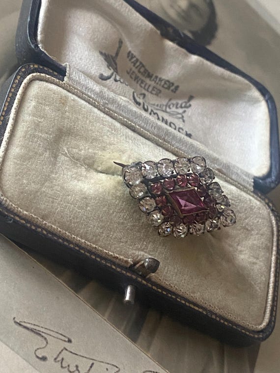 Victorian Ruby & White Crystal Paste Rhinestone L… - image 2