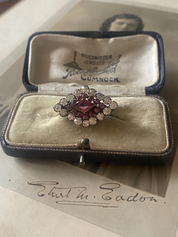 Victorian Ruby & White Crystal Paste Rhinestone L… - image 4