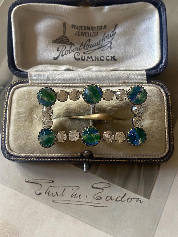 Antique Edwardian Faceted Crystal Paste Stone And Brass Sash Belt Buckle il_340x270.2164956348_k9sw.jpg main image 2