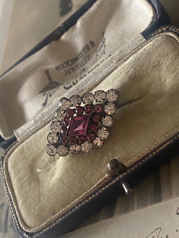 Victorian Ruby & White Crystal Paste Rhinestone L… - image 3