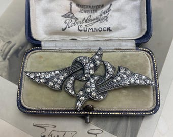 Vintage Art Deco Swarovski-kristallbrosch med geometrisk stift