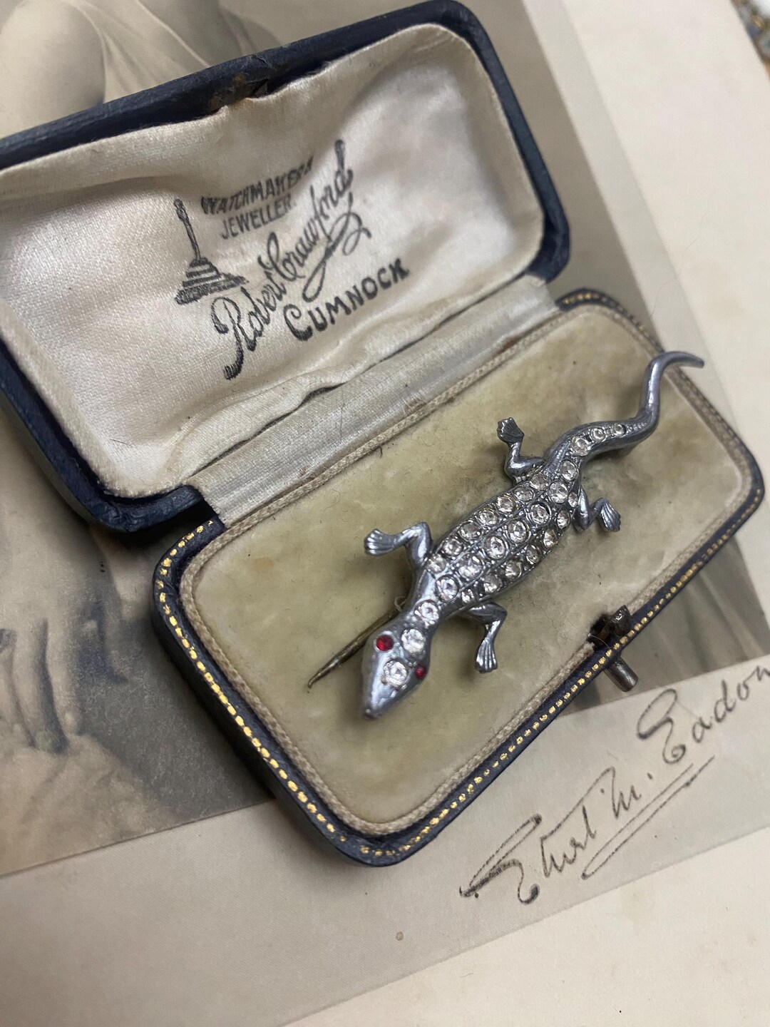Art Deco Lizard Encrusted Ruby Paste Swarovski Brooch - Etsy