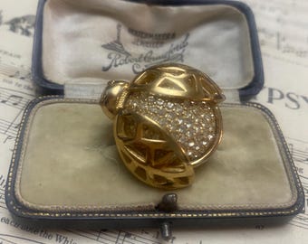 Vintage CHRISTIAN DIOR Brooch Ladybird Bug Beetle, Gold Plated