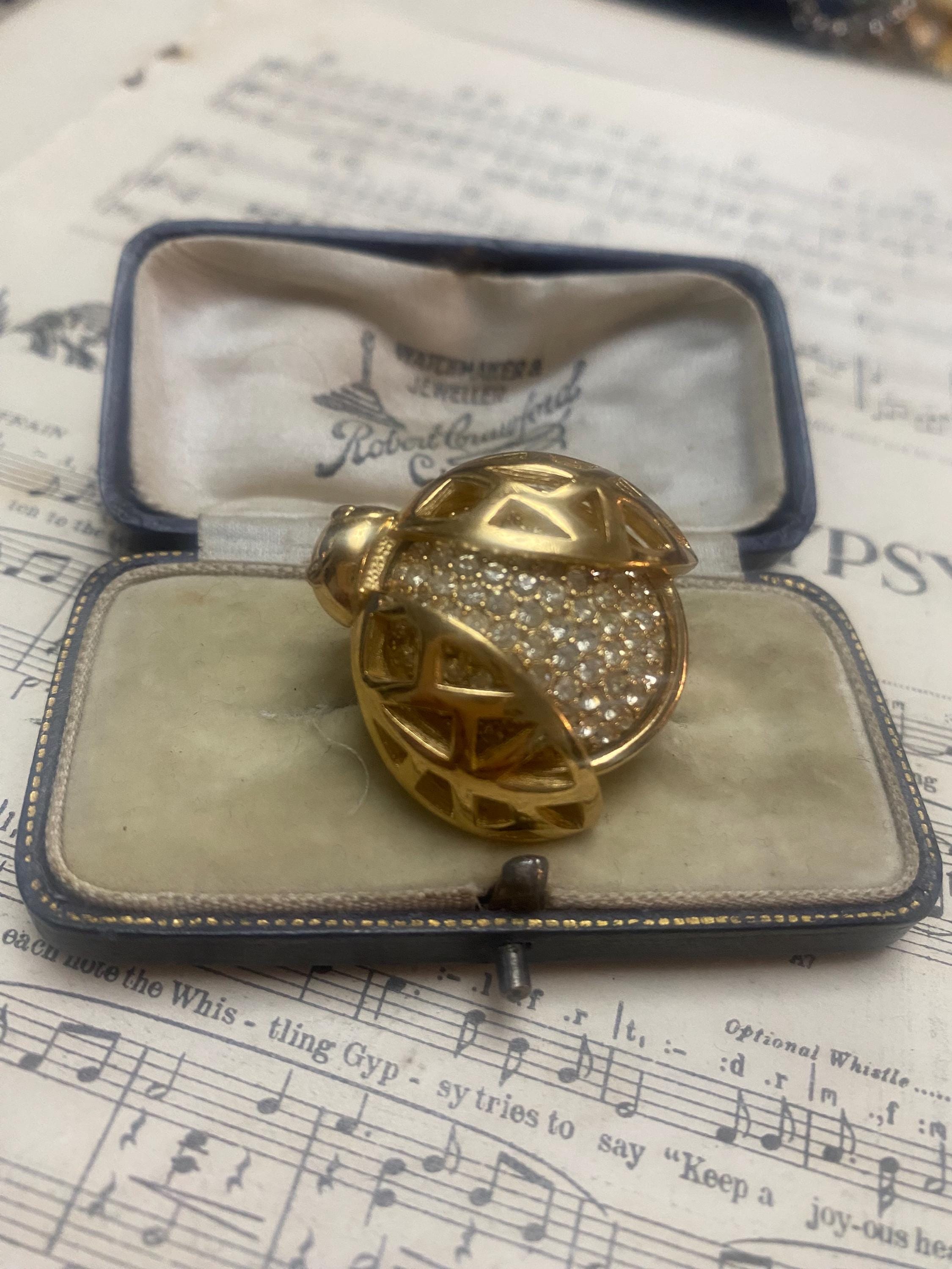 Vintage CHRISTIAN DIOR Brooch Ladybird Bug Beetle, Gold Plated