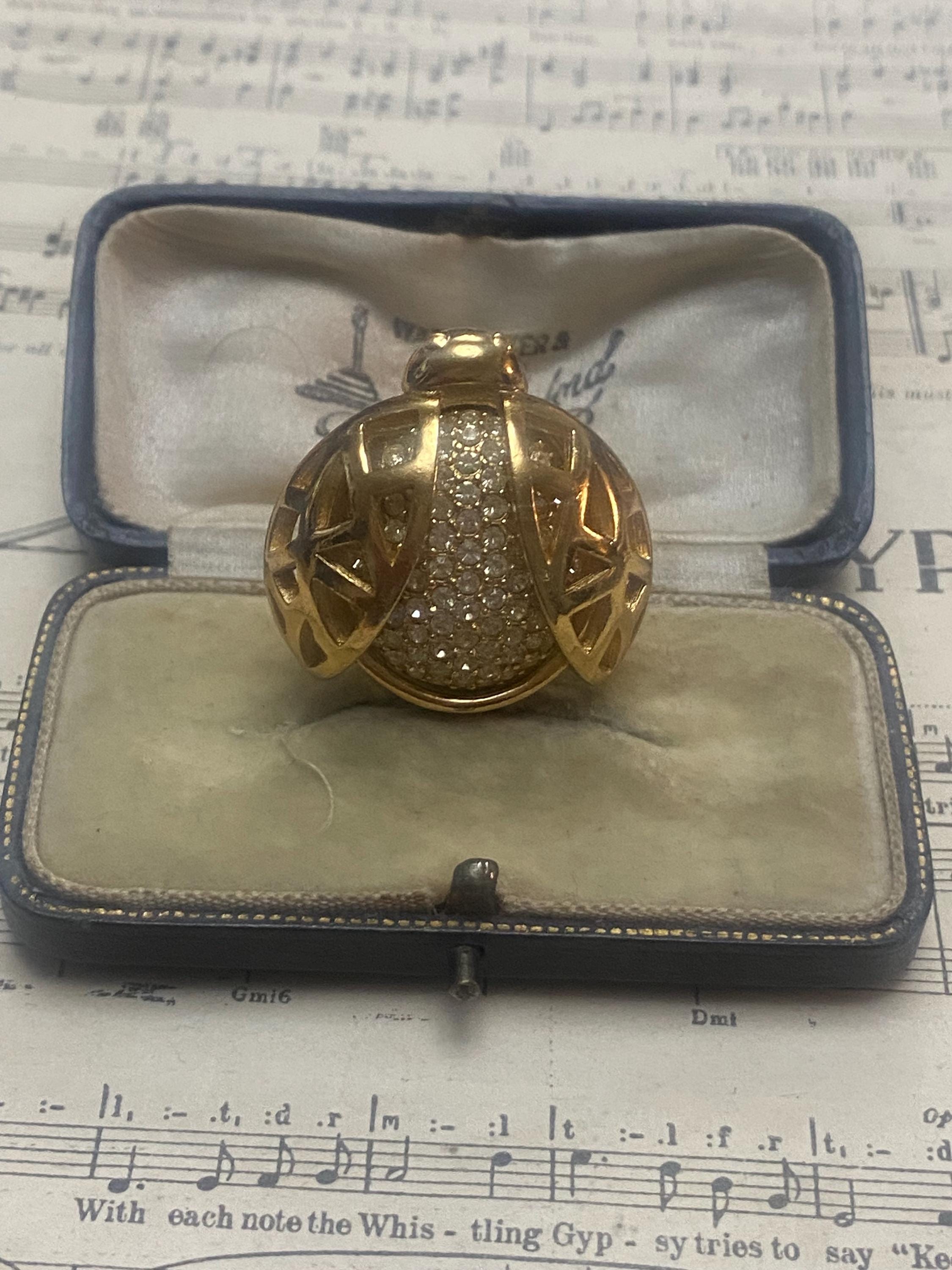Vintage CHRISTIAN DIOR Brooch Ladybird Bug Beetle, Gold Plated
