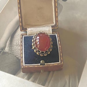 Vintage Art Deco Egyptian Czech Cornelian Cocktail Ring  – 1920s Statement Jewellery