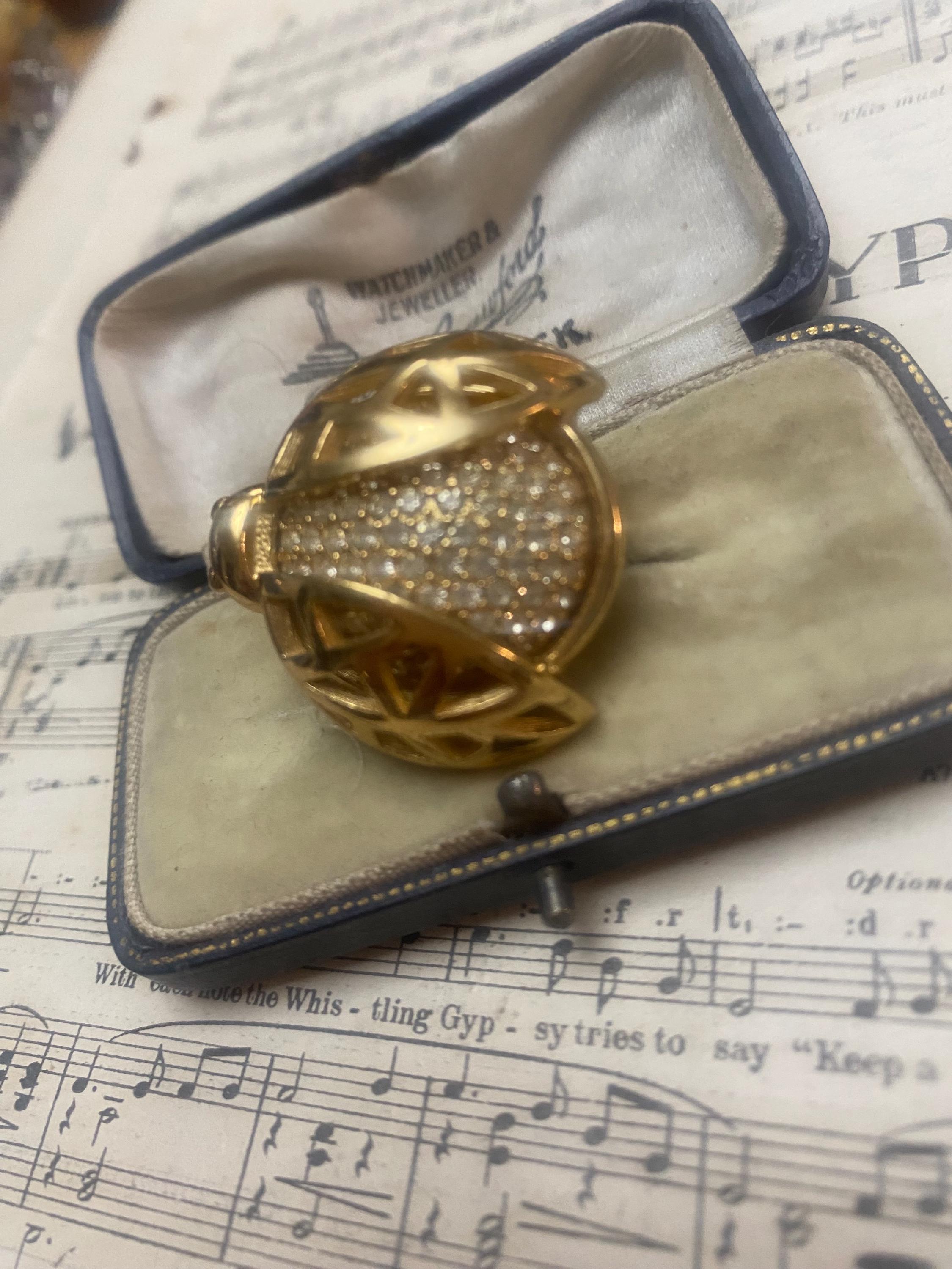 Vintage CHRISTIAN DIOR Brooch Ladybird Bug Beetle, Gold Plated