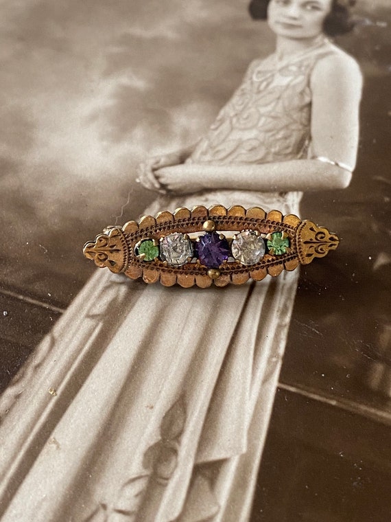 Vintage Victorian Gold Fronted Suffragette Paste … - image 4