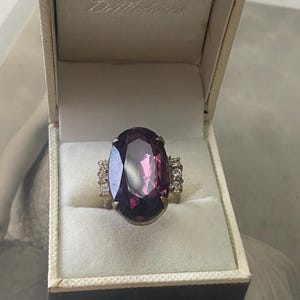 Vintage Art Deco Czech Cocktail Ring – Amethyst Crystal – 1920s Statement Jewellery