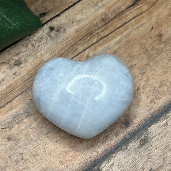 Blue Calcite Puffy Heart Carving Energy Reiki Healing Home Decor Accent