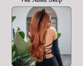 Long Ginger Wig with Bangs, Natural Red Synthetic Wig, Heat Resistant, Straight Wig for Women, Cosplay, Daily, Party, Gift Wig