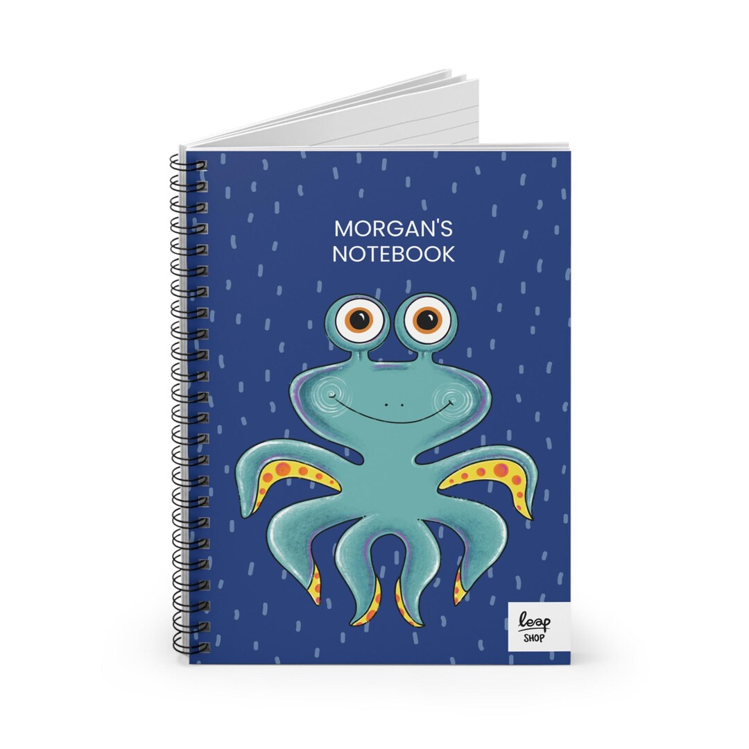 Octopus Notebook PERSONALISED Octopus Spiral Notebook | Cute Notebook | Animal Drawing ...