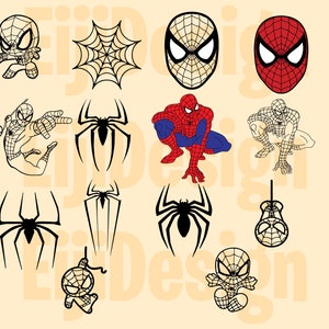 Spider Super Hero SVG, Bundle Layered SVG, Dinosaur PNG clip art e imprimíveis para camisetas, arquivos em camadas e download para cricut
