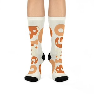Crew Socks, Fun Cartoon Socks, Bingo Inspired Socks, Cute Bingo Socks, Novelty Gift Socks, Whimsical Socks