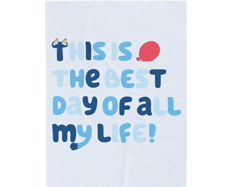 Pluszowy koc, Bluey Keepy Uppy Najlepszy dzień w moim życiu, Przytulny pled, Miękka pościel, Prezent dla dzieci, Fani filmów, Prezent urodzinowy