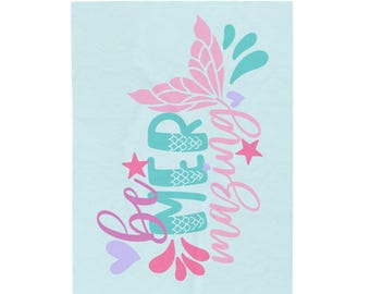 Koc pluszowy z welurem syrenka, wystrój nadmorski