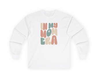 Koszulka z długim rękawem Mom Era, spersonalizowany rękaw z imieniem, prezent na Dzień Matki