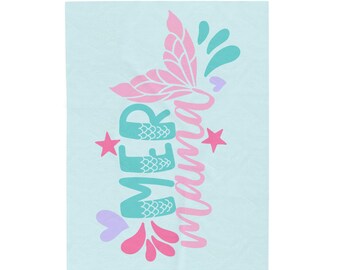 Koc pluszowy Mermaid Mama Velveteen, dekoracja do domu w stylu oceanicznym