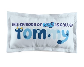 Bluey Personalizowana poszewka na poduszkę z mikrofibry, niestandardowa poszewka na poduszkę z imieniem, projekt czcionki Bluey, wystrój pokoju dziecięcego, niestandardowa poszewka na poduszkę
