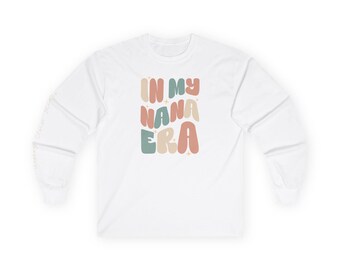 Koszulka z długim rękawem z epoki Nana, spersonalizowany prezent dla babci w stylu retro