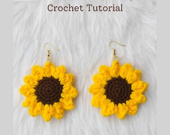 Crochet Sunflower Earrings PDF Pattern | Handmade Floral Jewelry Tutorial | Instant Download