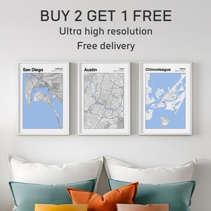 San Diego City Map Print or ANY location 3 for 2 | City Poster Wall Art | Map Print | City Map Gift | Personalized Map Print | City Map