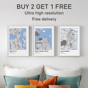 Seattle City Map Print or ANY location 3 for 2 | City Map Art | City Map Gift | Seattle City Street Map | Custom Wall Art | Custom Map Print