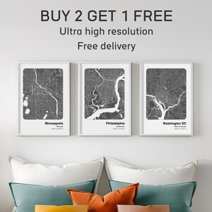 Minneapolis City Map Print or ANY location 3 for 2 | City Map Art | Minneapolis City Street Map | City Poster Wall Art | Map of  Minneapolis