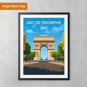 Arc De Triomphe Travel Print - France | Arc De Triomphe poster | Birthday Present | Personalised Gift | Personalised Present | Travel Prints