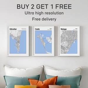 Gibraltar City Map Print or ANY location 3 for 2 | Gibraltar City Street Map | City Poster Wall Art | Personalized Map Print | City Map Gift