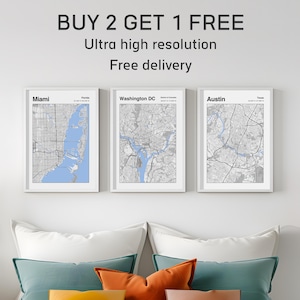 Miami City Map Print or ANY location 3 for 2 | Miami Map Print | Map of  Miami | City Map Art | City Map Gift | Custom Map Print | Map Print