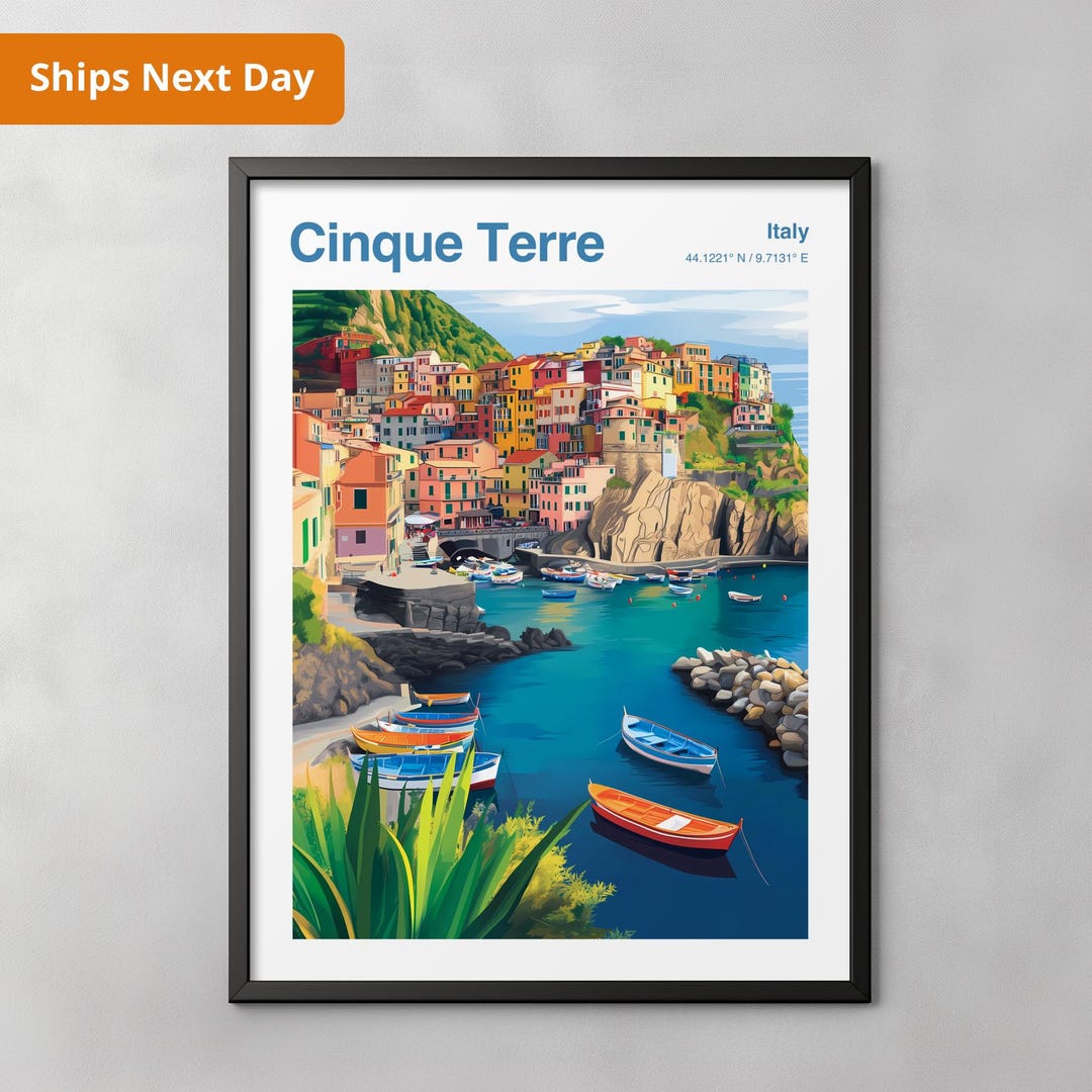 Cinque Terre Travel Print - Italy | Personalised Gift | Italy Wall Art ...